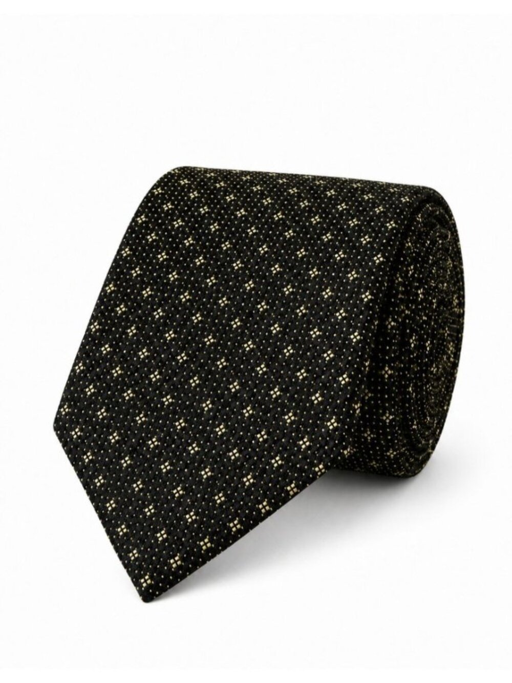 Dion Montreal Men’s Black Gold Geometric Tie 100% Italian Silk Made Canada